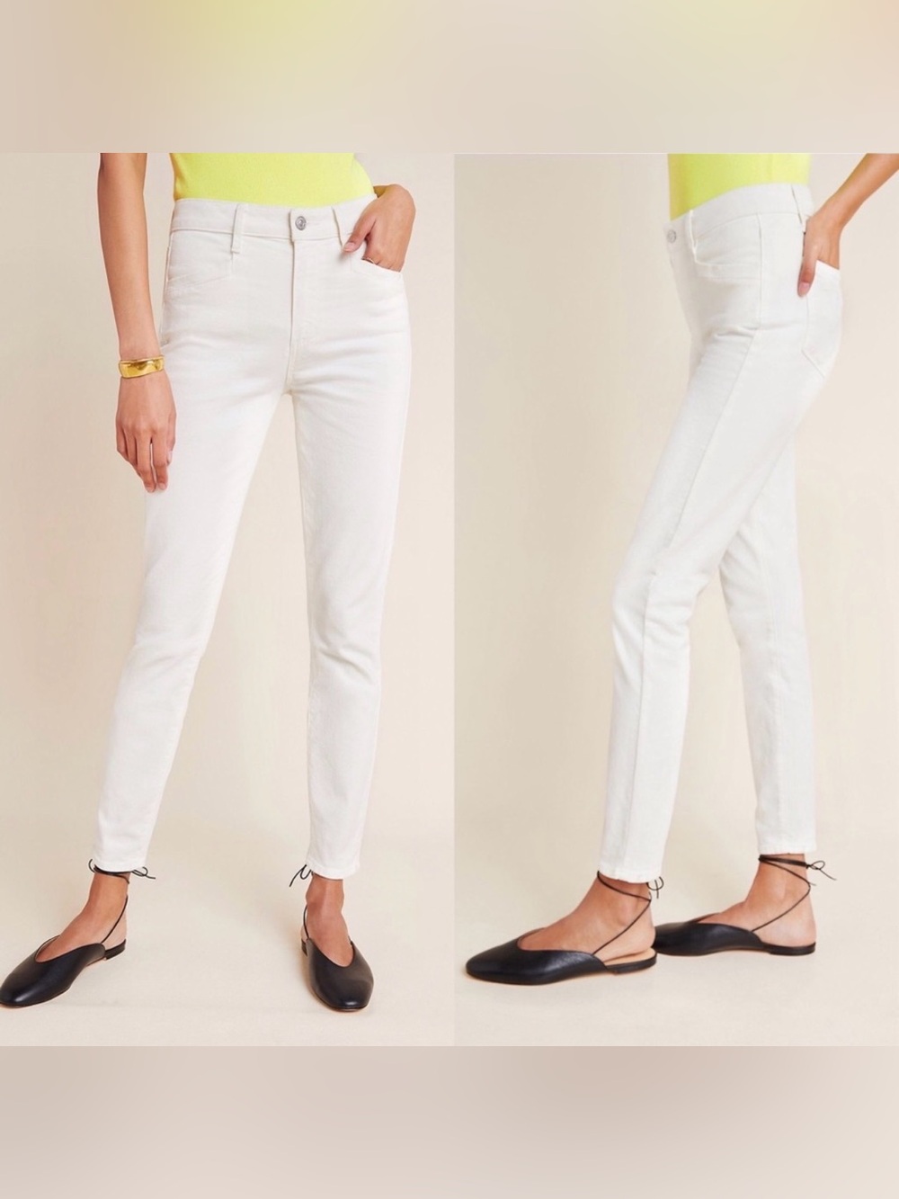 PAIGE & Anthro Collab White Ankle Slim Crop Jeans
